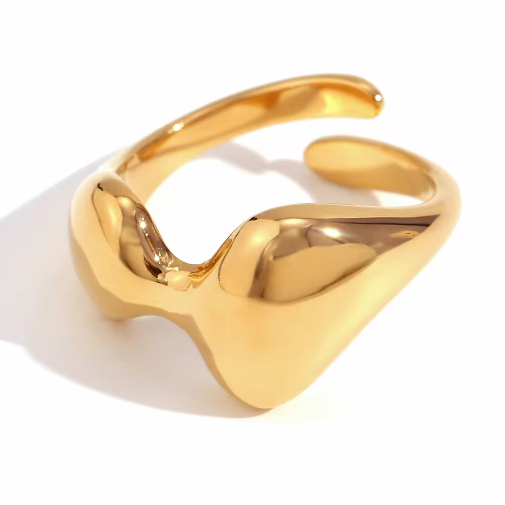 Minimalist Jewelry Gold Plated Jewelry Melting Style Adjustable Ring Stainless Steel Rings