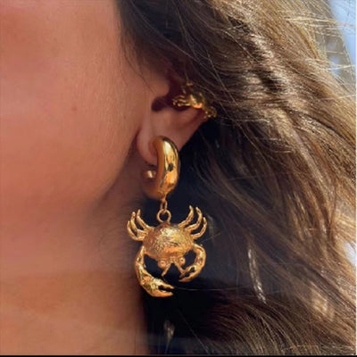 Design Cute Crab Charm Pendant Earring Bracelet Necklace 18K PVD Stainless Steel Insect Series Hammer Jewelry