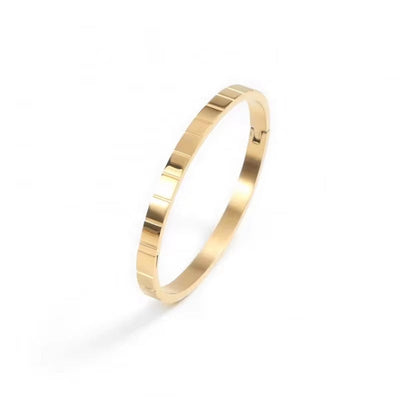 Dainty 18K Gold Plated Lattice Mirror Polished Stainless Steel Bangles Minimalist Design for Ladies