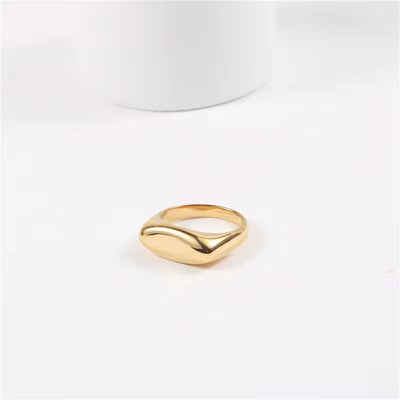 Minimalist Stainless Steel Fashion Finger Ring Non Tarnish Water Proof Jewelry Concave Flat Strip Geometric Rings