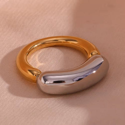 Chunky 18K Gold Plated Smile Ring Stainless Steel Statement Jewelry Fashion Jewelry Rings