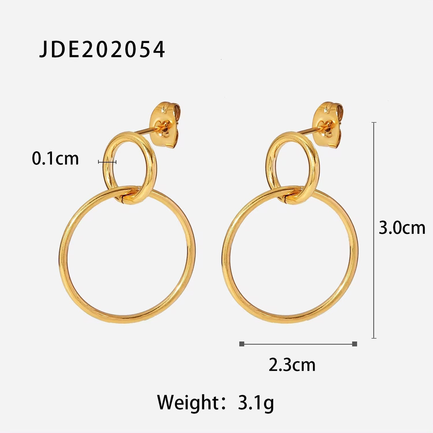 Double Size Ring Pendant Hoop Earrings Stainless Steel 18K Gold Plated Jewelry Gift Circle Cross Stud Earrings for Women