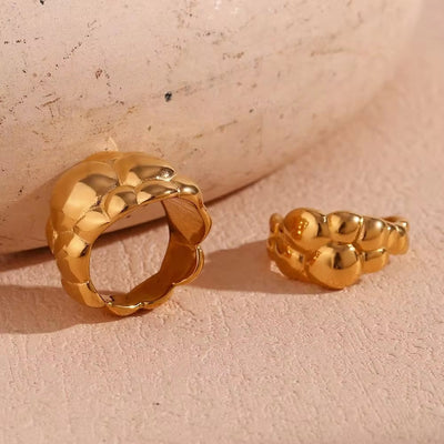 Chunky Cloud Design Dome Ring Gold Plated Stainless Steel Jewelry Christmas Gift Set for Women