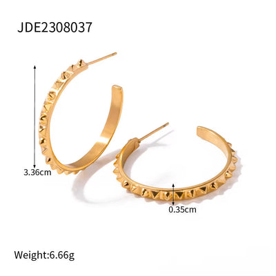 New Stainless Steel Large Earrings 18K PVD Gold Plated Jewelry Fashion Jewelry CC Hoop Earrings