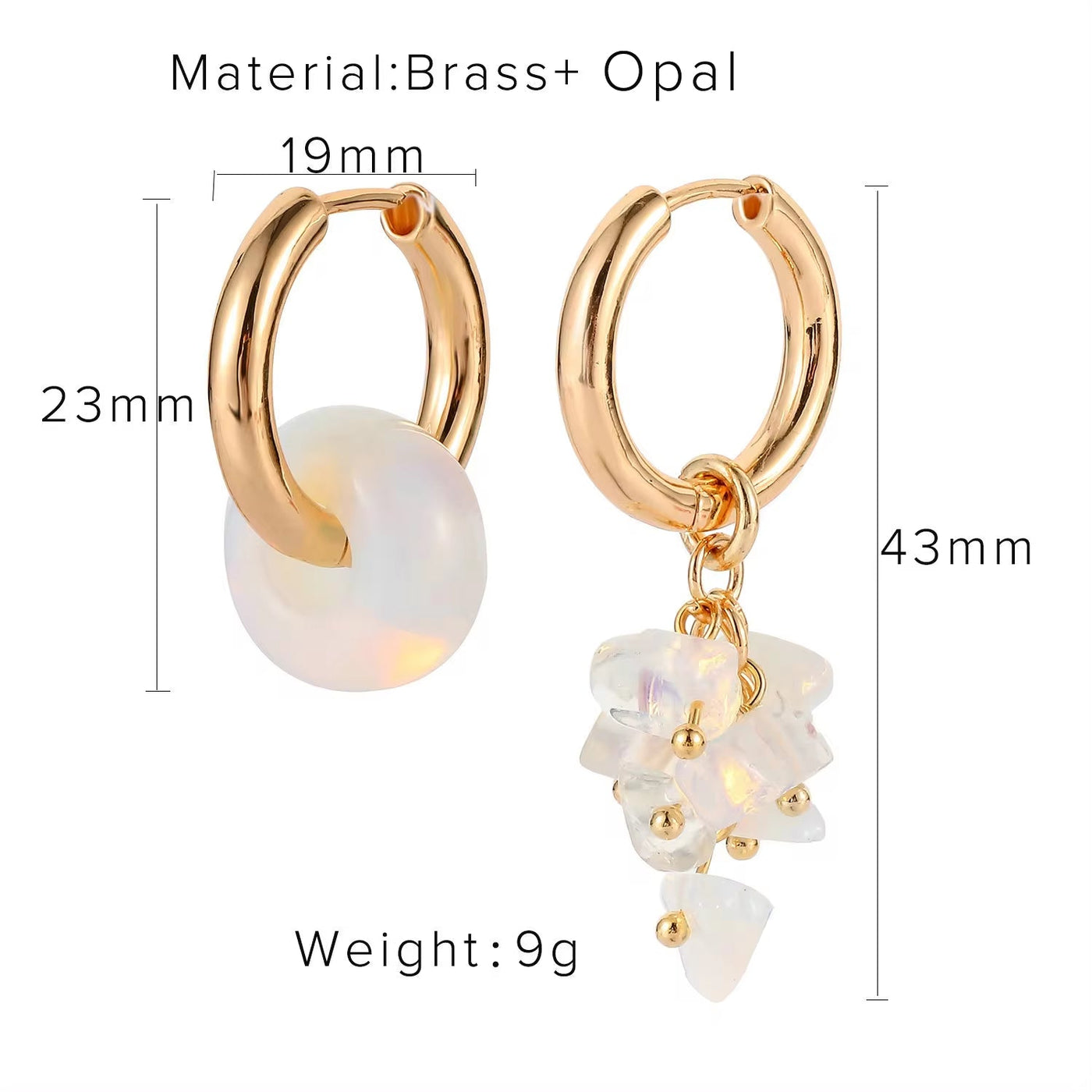 New Trend Lapis Jade Opal Freshwater Pearl Huggie Earrings Semi-Precious Stone Hoop Earring