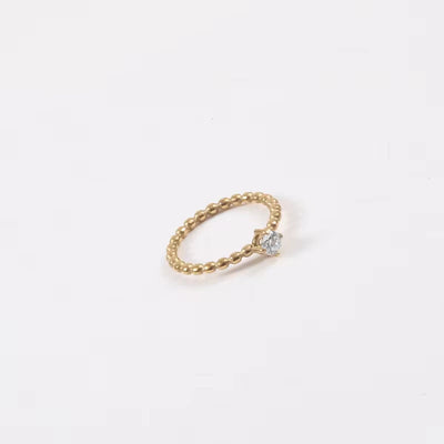 Stainless Steel 18K Gold Plated Cubic Zirconia Beaded Ring Minimal Bohemian Stacked CZ Stone round Shaped Ring