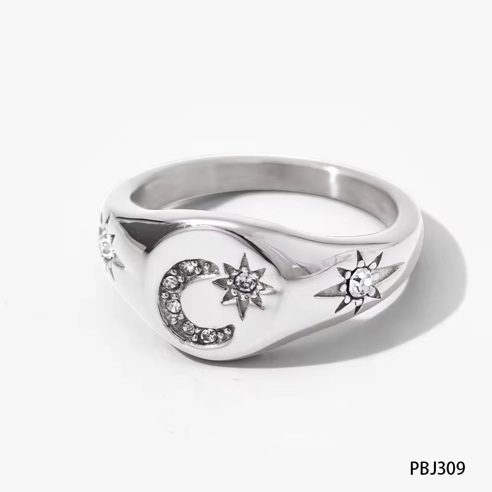 New Arrival Design Chunky Star Zircon North Star Rings Waterproof & Tarnish Free Stainless Steel Jewelry Rings