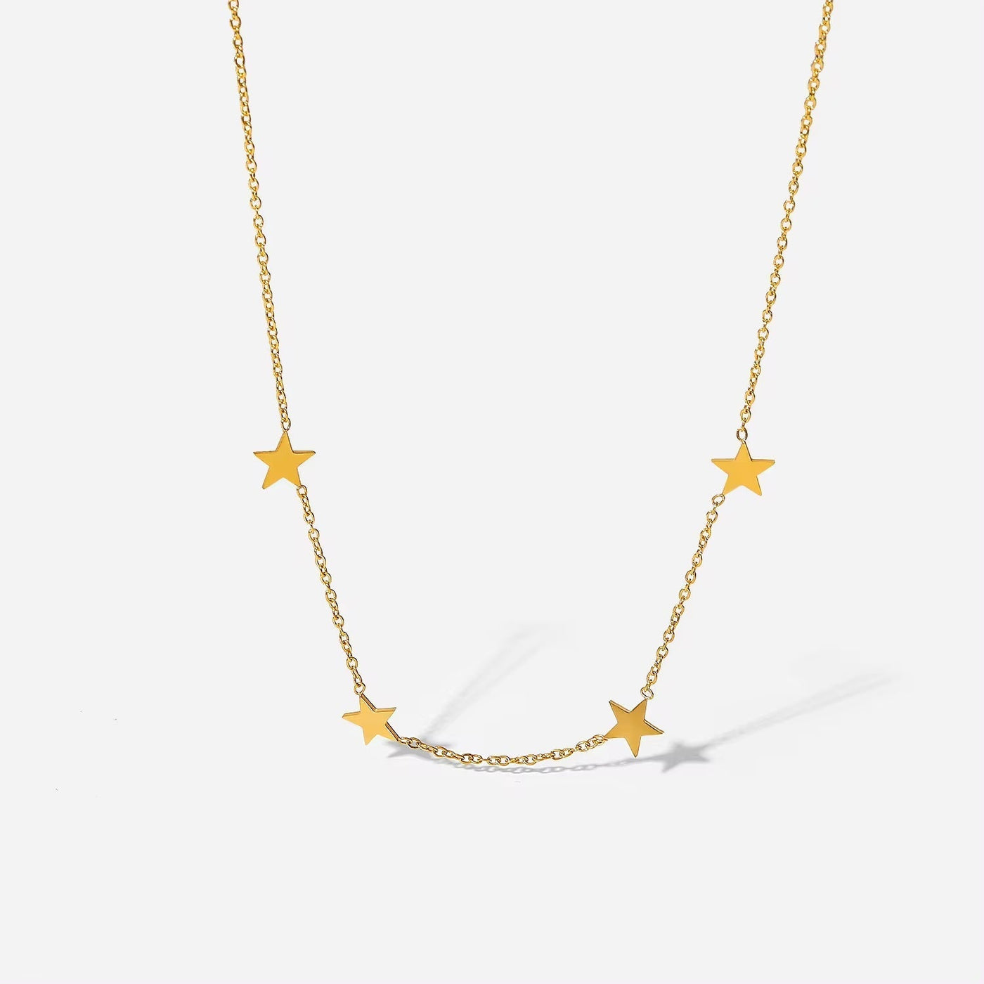 Ins Hot Five Pointed Star Charm Necklace Stainless Steel Gold Plated Waterproof Fine Necklace for Women