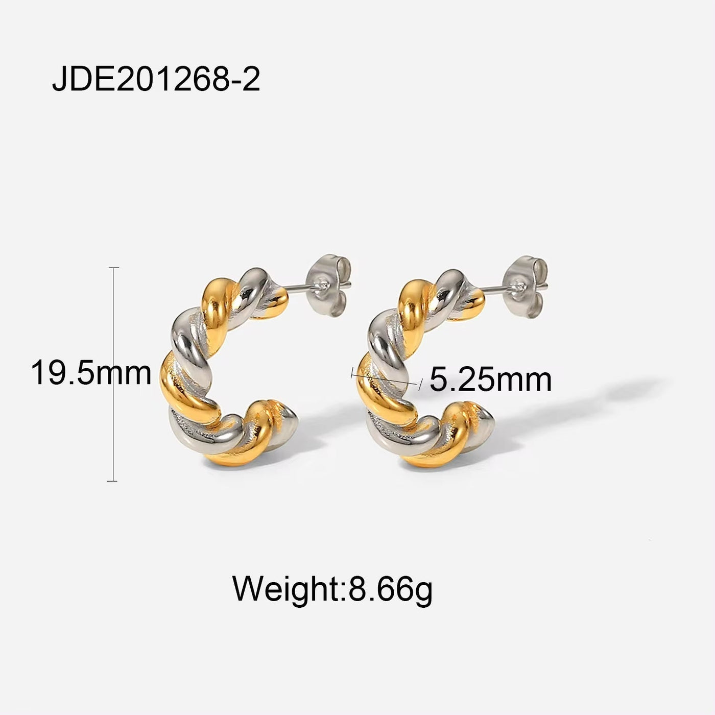 Geometric Stainless Steel Double Layer CC Shaped Hoop Earrings 18K PVD Gold Plated Twisted Heart Earring Jewelry