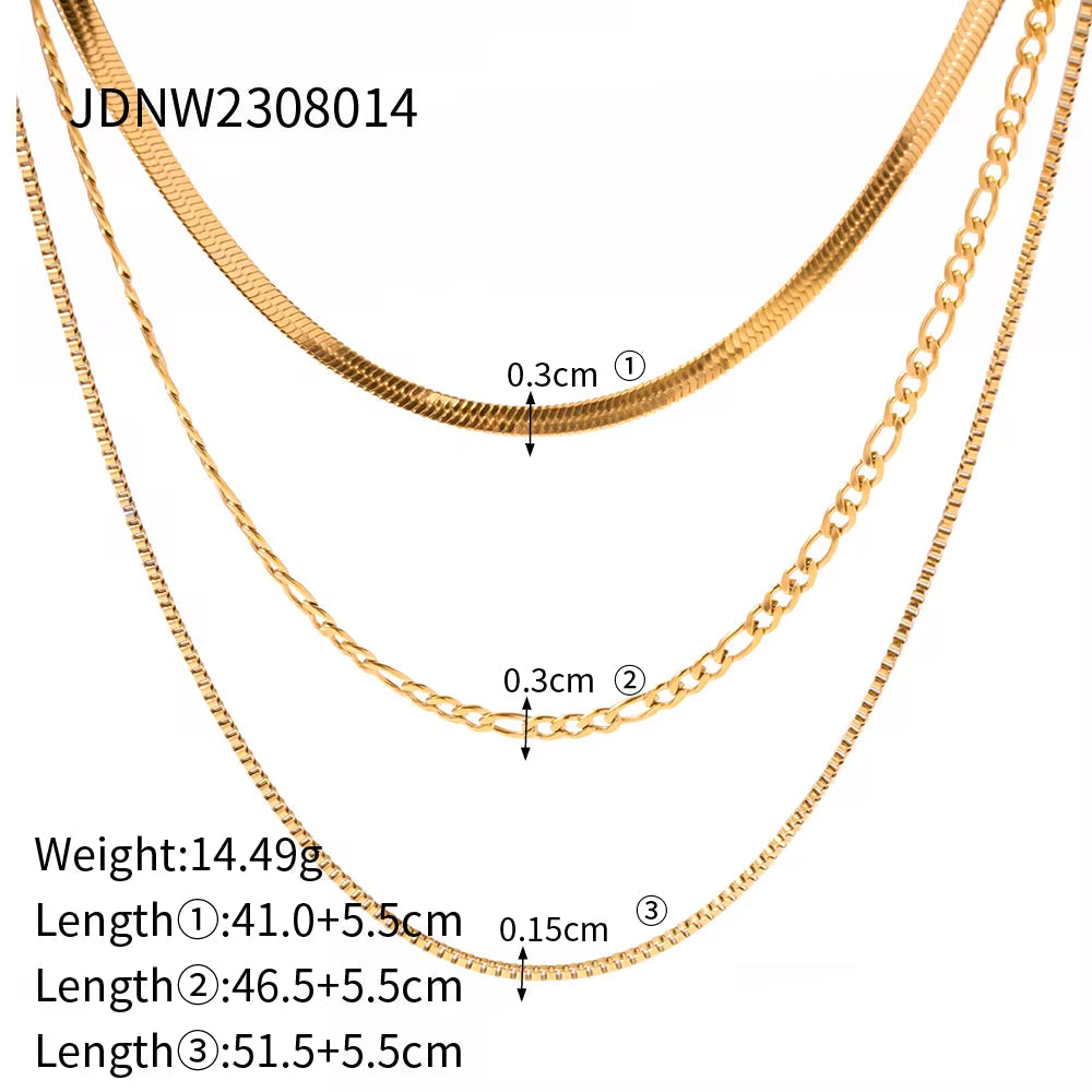 Jewelry Stainless Steel Figaro Double Layer Necklace Snake Paperclip Chain Stacking Layer Chain Necklace