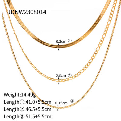 Jewelry Stainless Steel Figaro Double Layer Necklace Snake Paperclip Chain Stacking Layer Chain Necklace