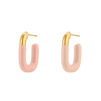 Enamel Earrings 18K Gold Plated Hoop Earring Stainless Steel Stud Earrings Couple Jewelry