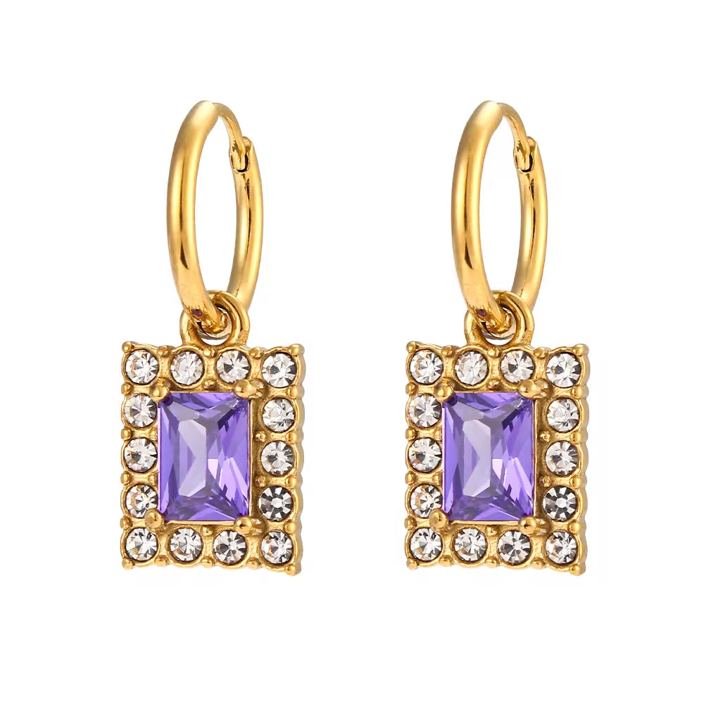 Luxury Zircon Earrings Set Gold Plated Party Jewelry Waterproof Stainless Steel Earrings Wholesale Bulk