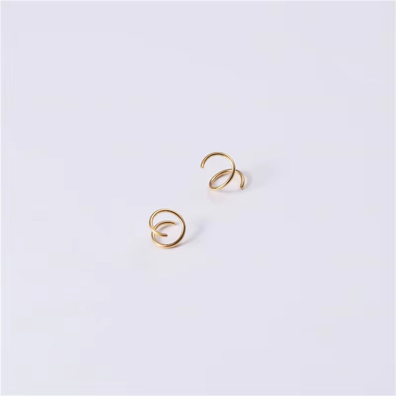 Handmade PVD 18K Gold Plated Spiral Gradient Linellae Earring Stainless Steel Wire Wrapped Jewelry