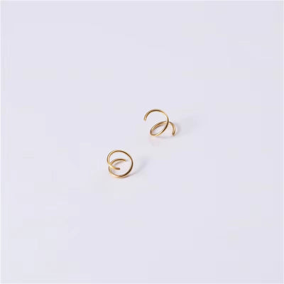 Handmade PVD 18K Gold Plated Spiral Gradient Linellae Earring Stainless Steel Wire Wrapped Jewelry