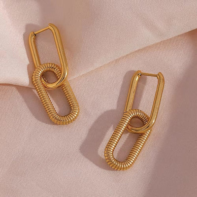 Minimalist 18K Gold Plated Stainless Steel Paper Clip Drop Earrings Statement Earings Jewelry Women