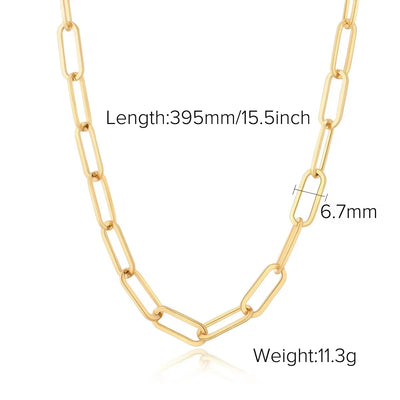 Waterproof Stainless Steel Thick Chain Layers Bead Snake Paperclip Cuban Chain Choker Necklace