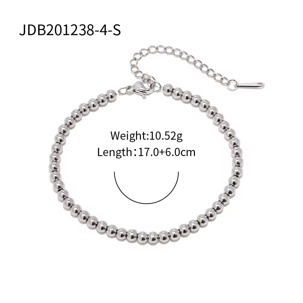 Waterproof Jewelry Heart Charm Stone Choker Gift Luxury round Ball Bead Chain Bracelet Necklace for Women