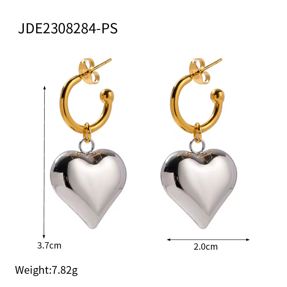 Stainless Steel 18K Gold Plated Heart Shape Earring Fashion Jewelry Wedding Geometric Earrings