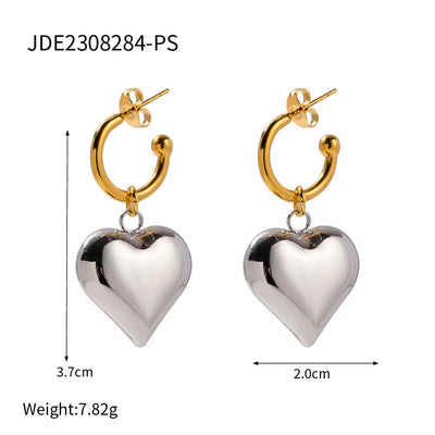 Stainless Steel 18K Gold Plated Heart Shape Earring Fashion Jewelry Wedding Geometric Earrings