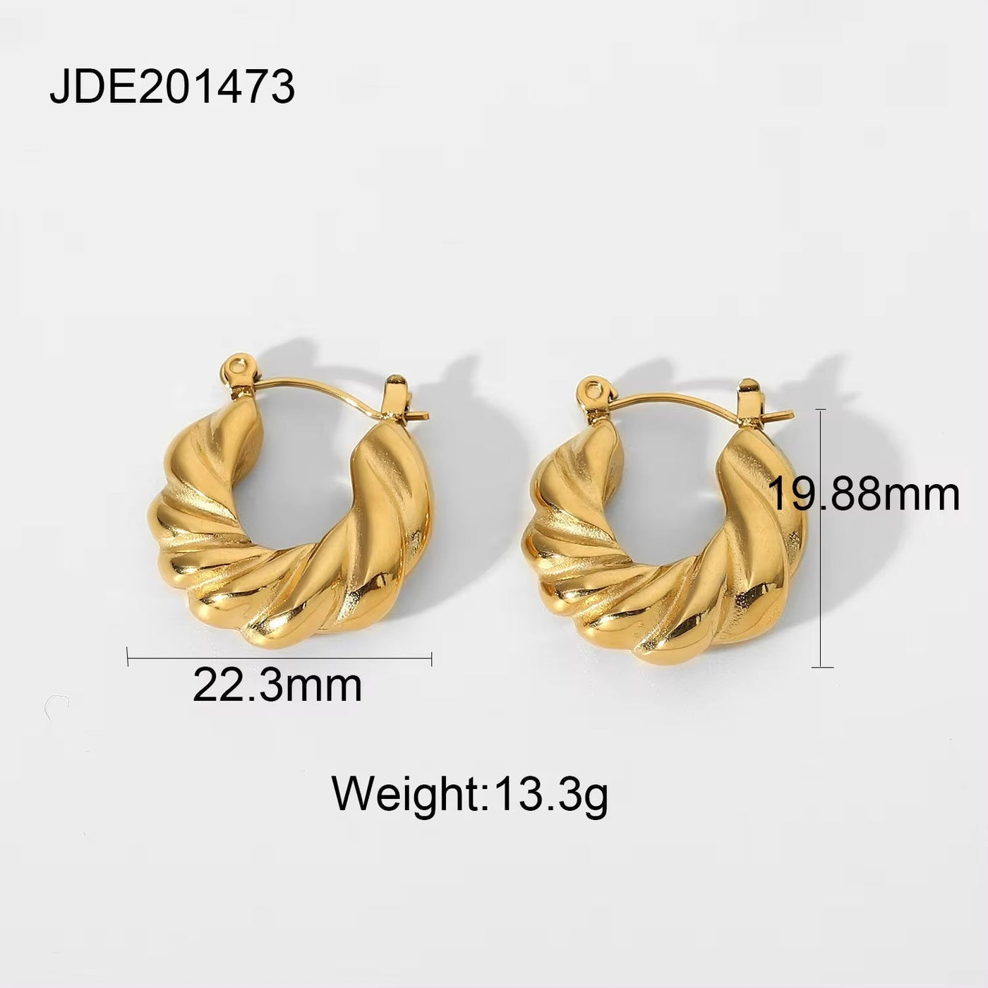 New Titanium Steel Croissant Hoop Earrings Stylish 18K Gold Plated Stainless Steel Entwined Statement Hoop Earrings