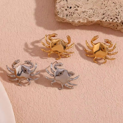 Dainty Crab Stud Earrings for Women Waterproof Jewelry Gold Plated Christmas Earrings