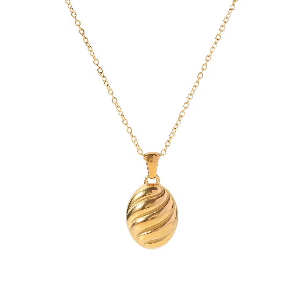 Unique 18K Gold Plated Irregular Croissant Necklace Stainless Steel Spiral Pendant Necklace for Women