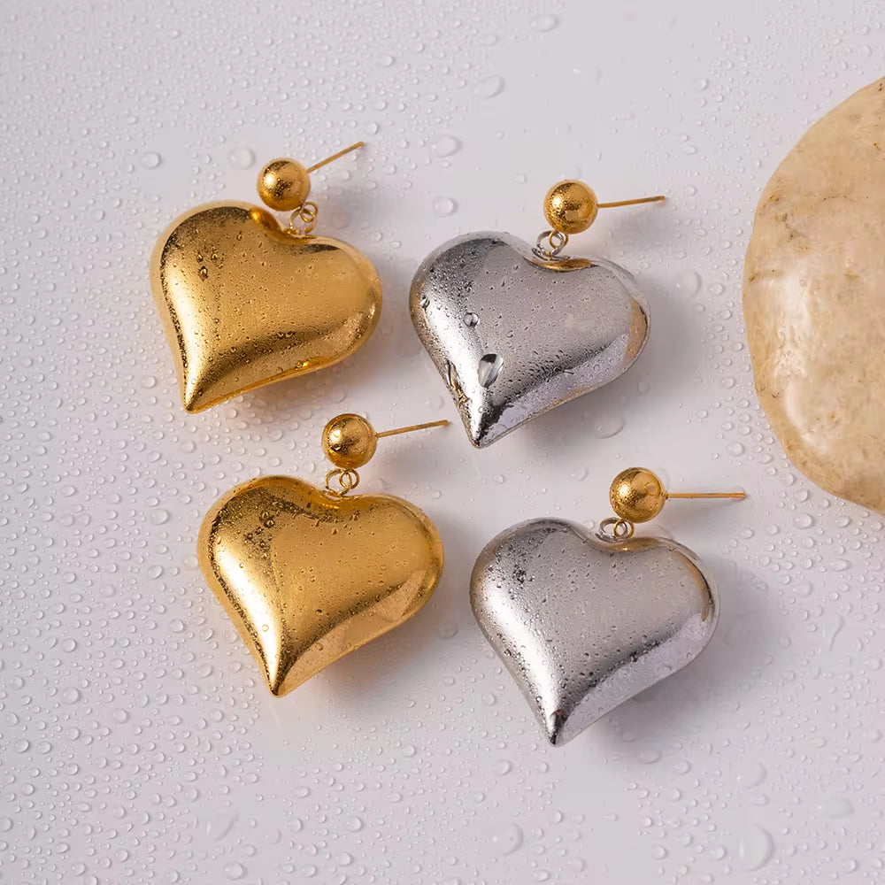 Stainless Steel 18K Gold Plated Heart Shape Stud Earring for Women Fashion Jewelry Cute Earrings