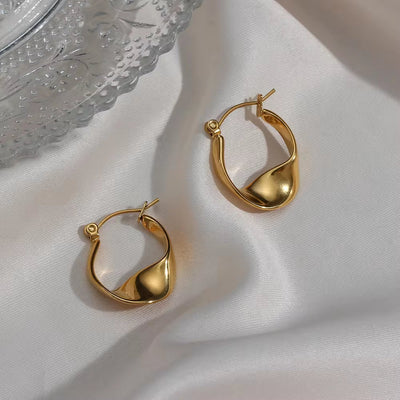 Drop Ship Irregular Hoop Earring 18K Gold Plated Stainless Steel Tarnish Free Wholesale Designer Inspired Earrings