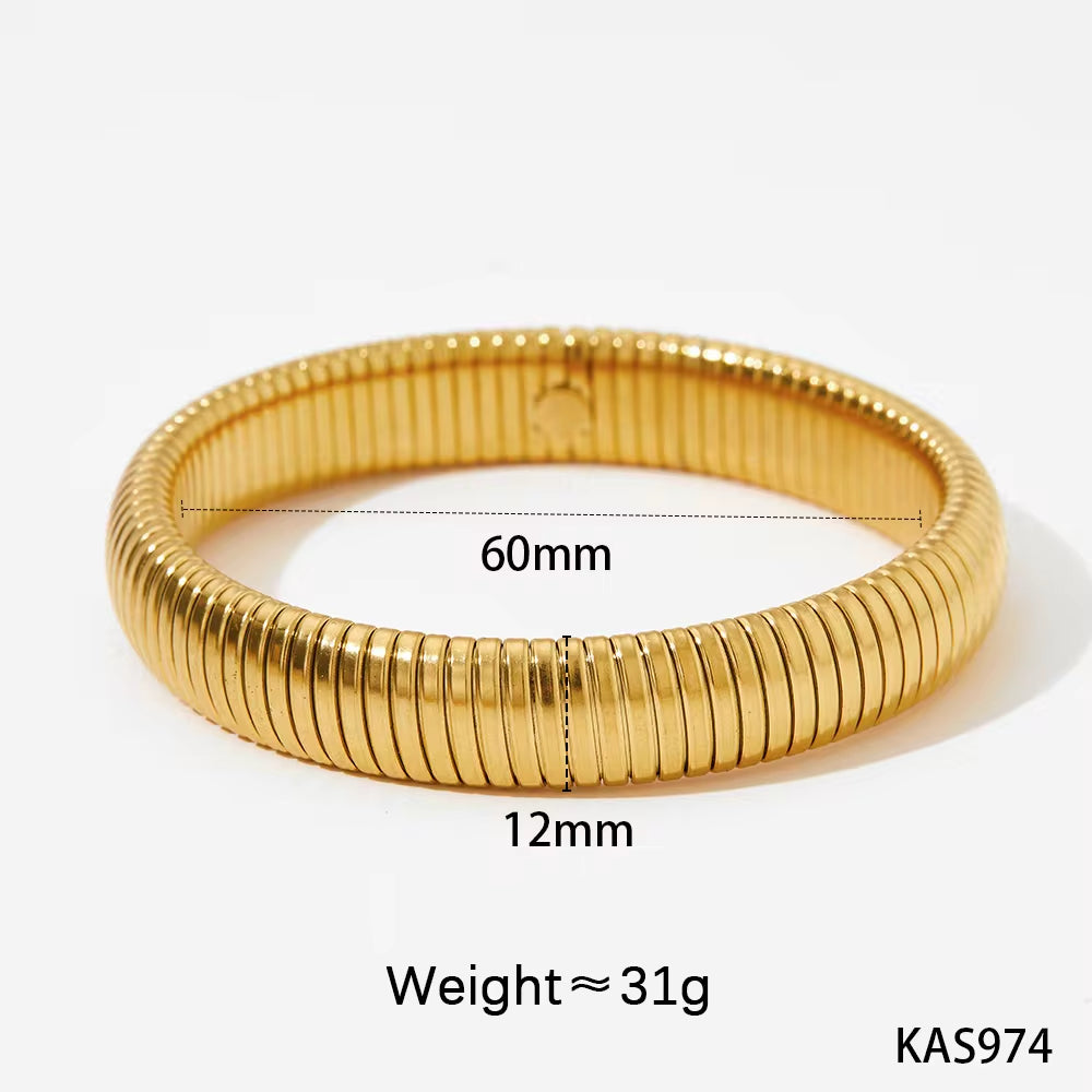 Chunky Statement Elastic Snake Chain Bangles Bracelet Exaggerated Streetwear Non Tarnish Stainless Steel Bangle Jewelry