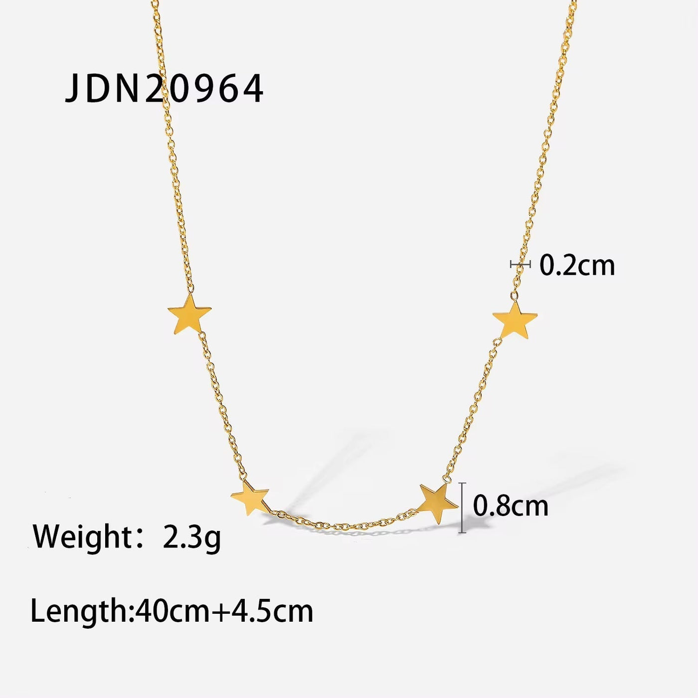 Ins Hot Five Pointed Star Charm Necklace Stainless Steel Gold Plated Waterproof Fine Necklace for Women