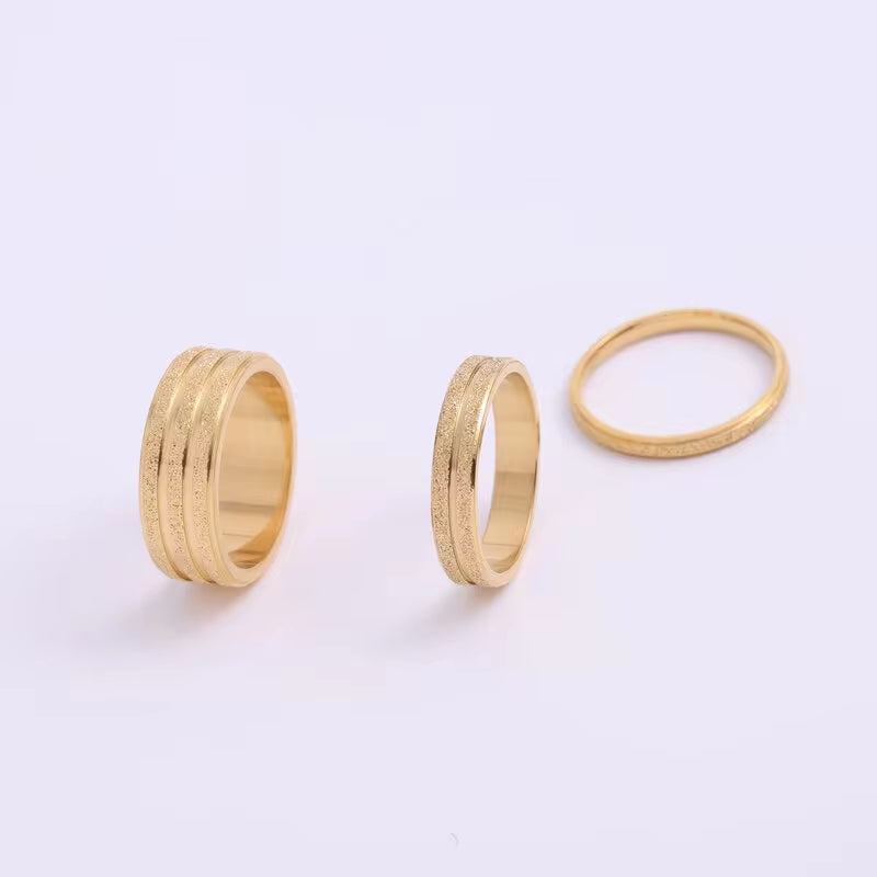 2.3/4/7Mm Width Waterproof 18K Gold Plated Stainless Steel Shiny Matte Sandblasted Ring