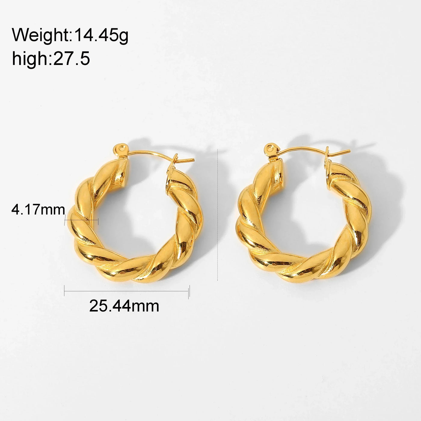 Chunky Twist Hoop Earrings Stud 18K Gold Plated Stainless Steel Statement Hoop Earring Jewelry Sets for Women