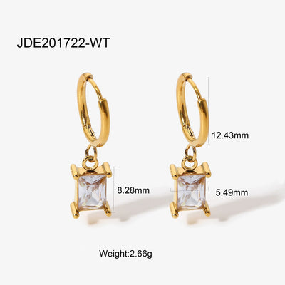 Tarnish Free 18K Huggies Hoop Earrings Stainless Steel Jewelry Gift Zircon Pearl Stone Pendant Earrings for Women