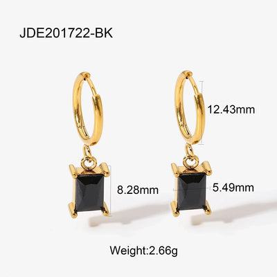 Tarnish Free 18K Huggies Hoop Earrings Stainless Steel Jewelry Gift Zircon Pearl Stone Pendant Earrings for Women