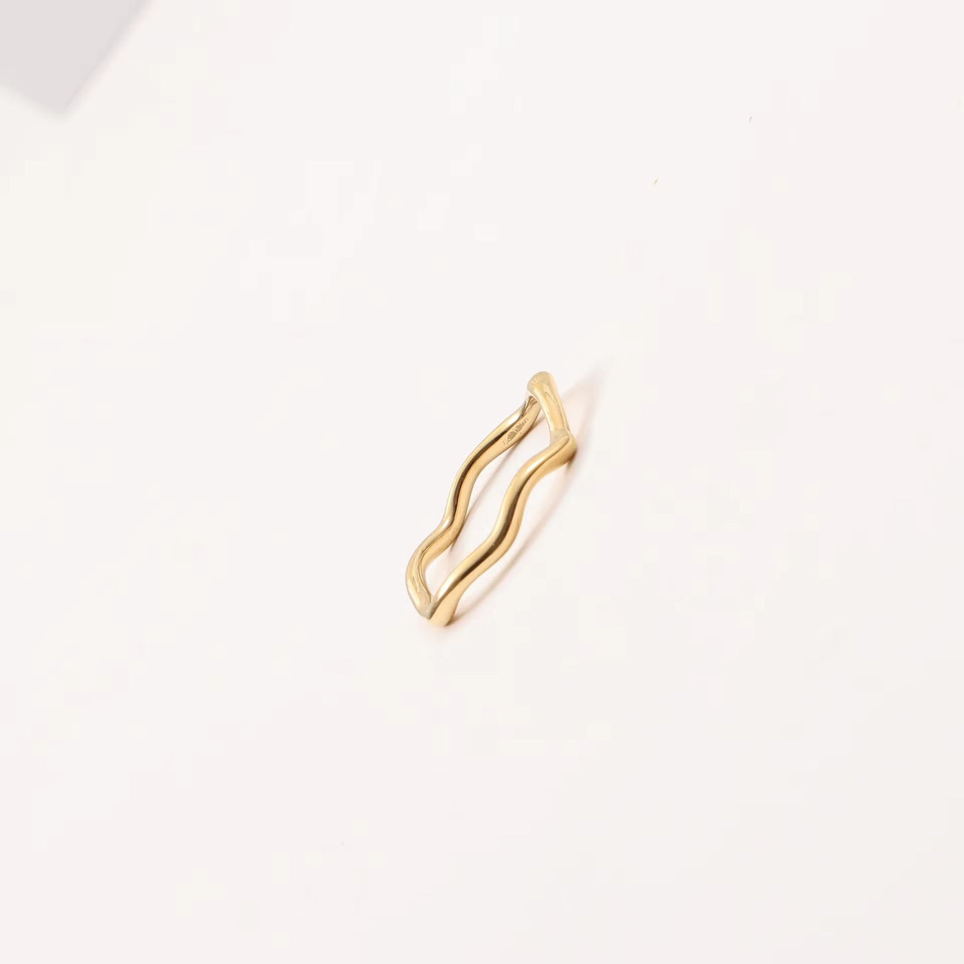 Stainless Steel Wave Pattern Ring Jewelry Plating 18K Gold Geometrically Irregular Abstract Shaped Women Rings