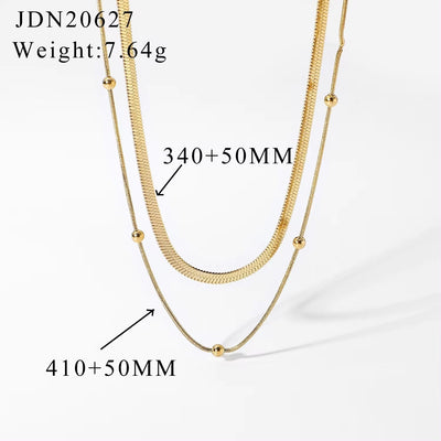 Waterproof Stainless Steel Thick Chain Layers Bead Snake Paperclip Cuban Chain Choker Necklace