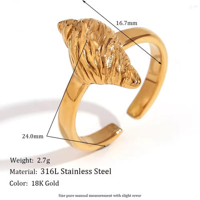 Gold Plated Jewelry Conch Design Open Ring Stainless Steel Jewelry Women Accessories