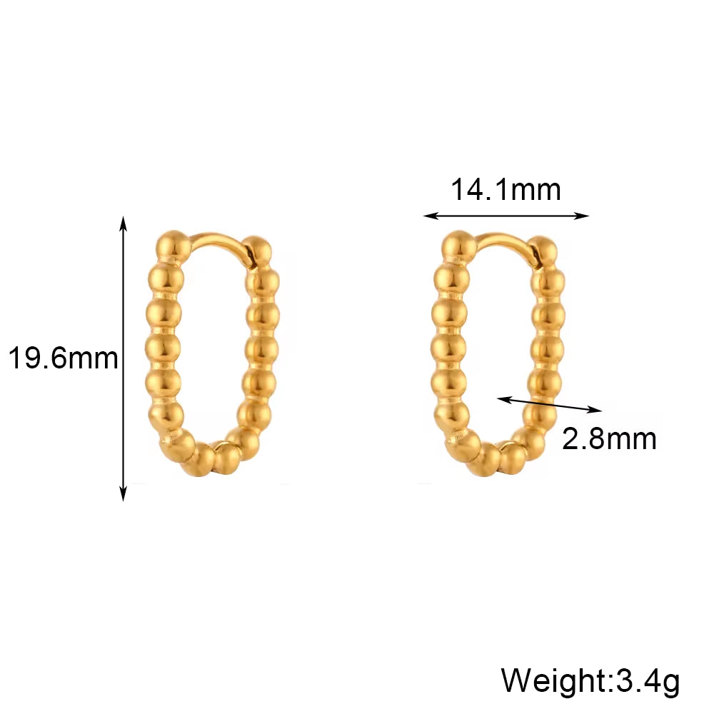 2023 Jewelry U Shape Beaded Huggies Earrings 18K Gold Plated Stainless Steel Designer Earrings Popular Brands