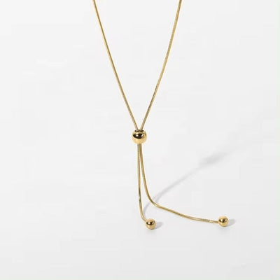 Dainty 14K Gold Snake Bone Chain Minimalist Cartilage Beads Pendant Stainless Steel Necklace