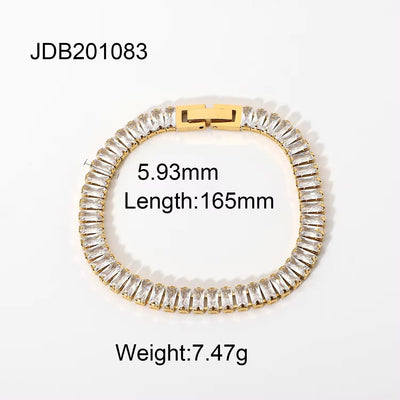 18K Gold Plated Stainless Steel Link Chain Paperclip Jewelry Waterproof Bracelets Punk Chunky Bracelet for Men Women