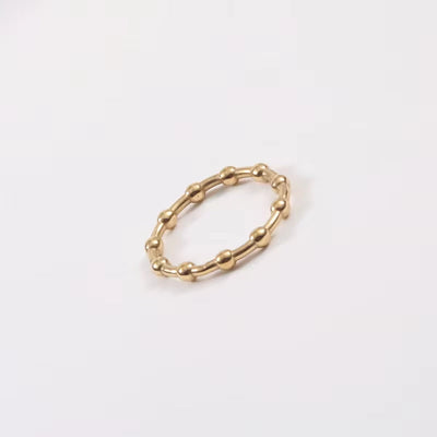 High End 18K Plain Gold Plated Lucky Beads Rings Stainless Steel Trendy Simple Ins Gold Plated Anxiety Jewelry