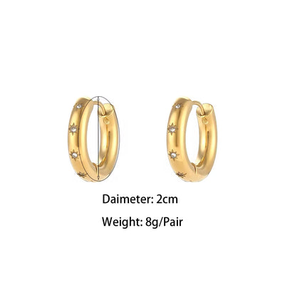 Drop Shipping Minimalist Shining Zircon Hoop Earring 18K Gold Plated Stainless Steel Hoop Earrings