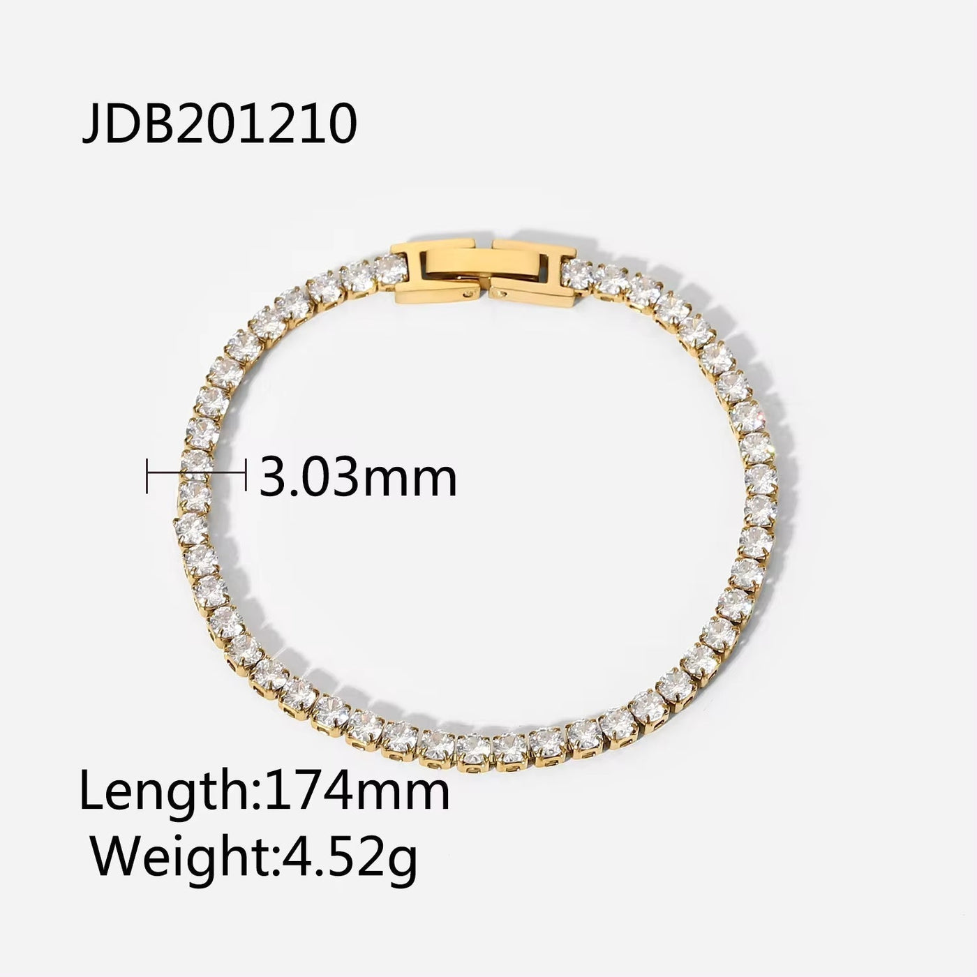 Trendy 14K Gold Plated Full Zircon Plated Claw Setting Stainless Steel Bracelets for Ladies Gift