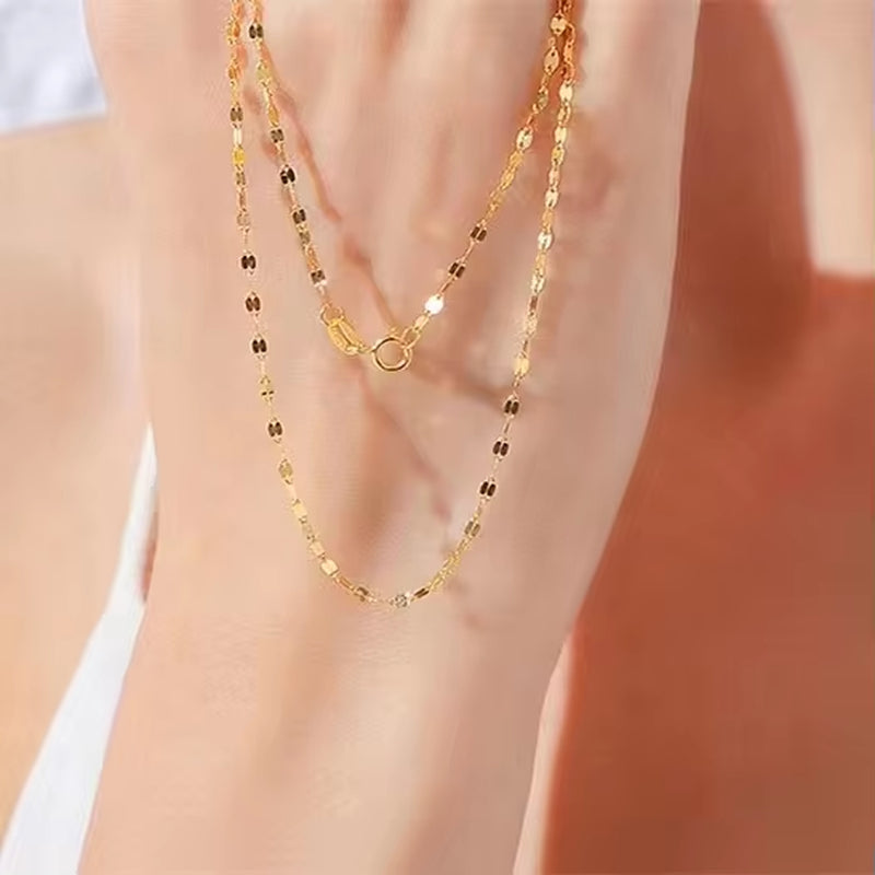 18K Gold Plated Stainless Steel Dainty Twisted Ins Popular Chain Necklaces Minimalist Gift for Women