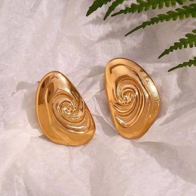 Conch Design Gold Plated Stud Earrings Tarnish Free Jewelry Stainless Steel Boucle D'Oreille