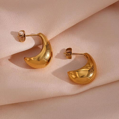 Drop Shipping Hollow Gold Plated Boat Shape Stud Earring Tarnish Free Stainless Steel Jewelry Earings Women