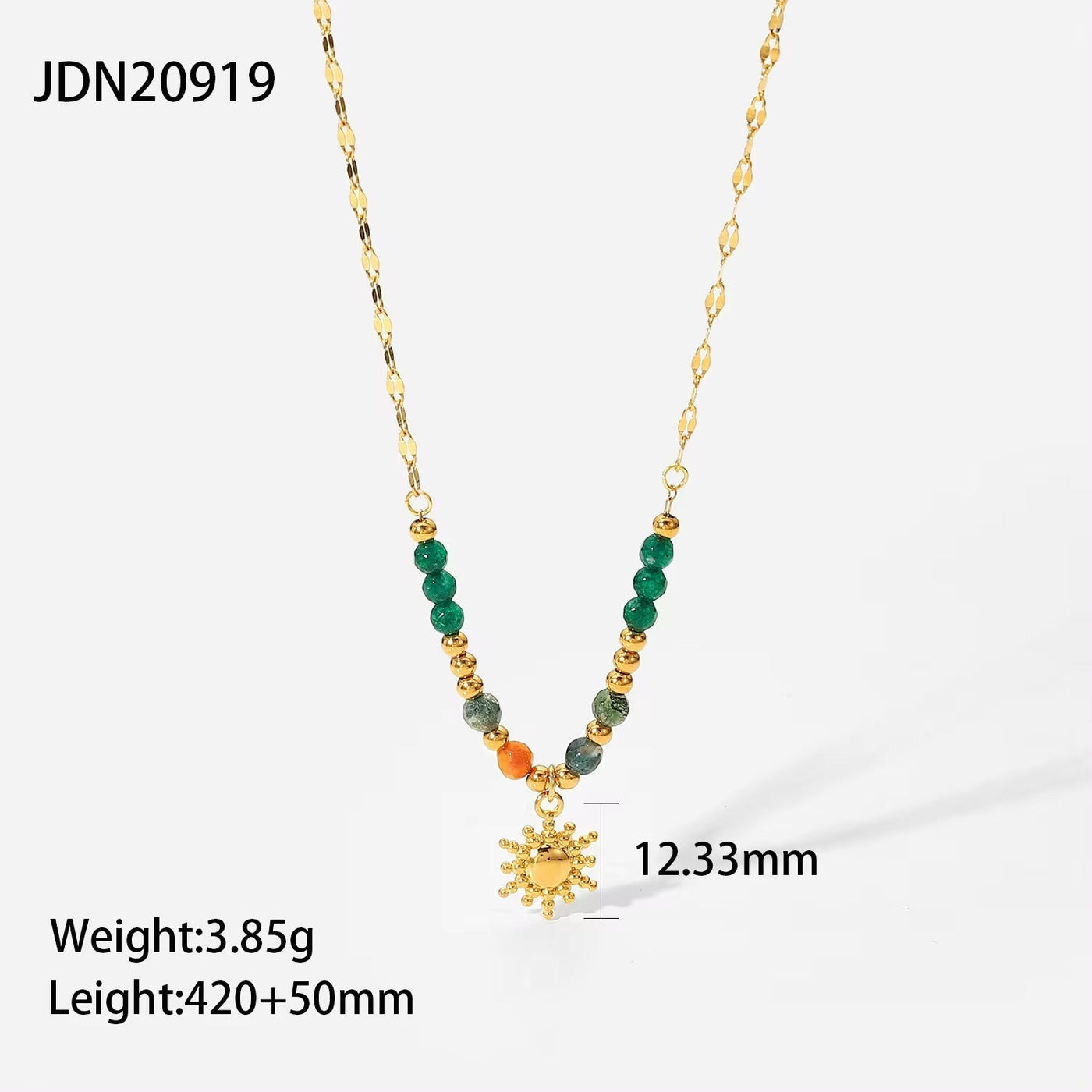 New Arrivals Manual Natural Stone Beads Splicing Necklace Women'S Sun Pendant Statement Necklace