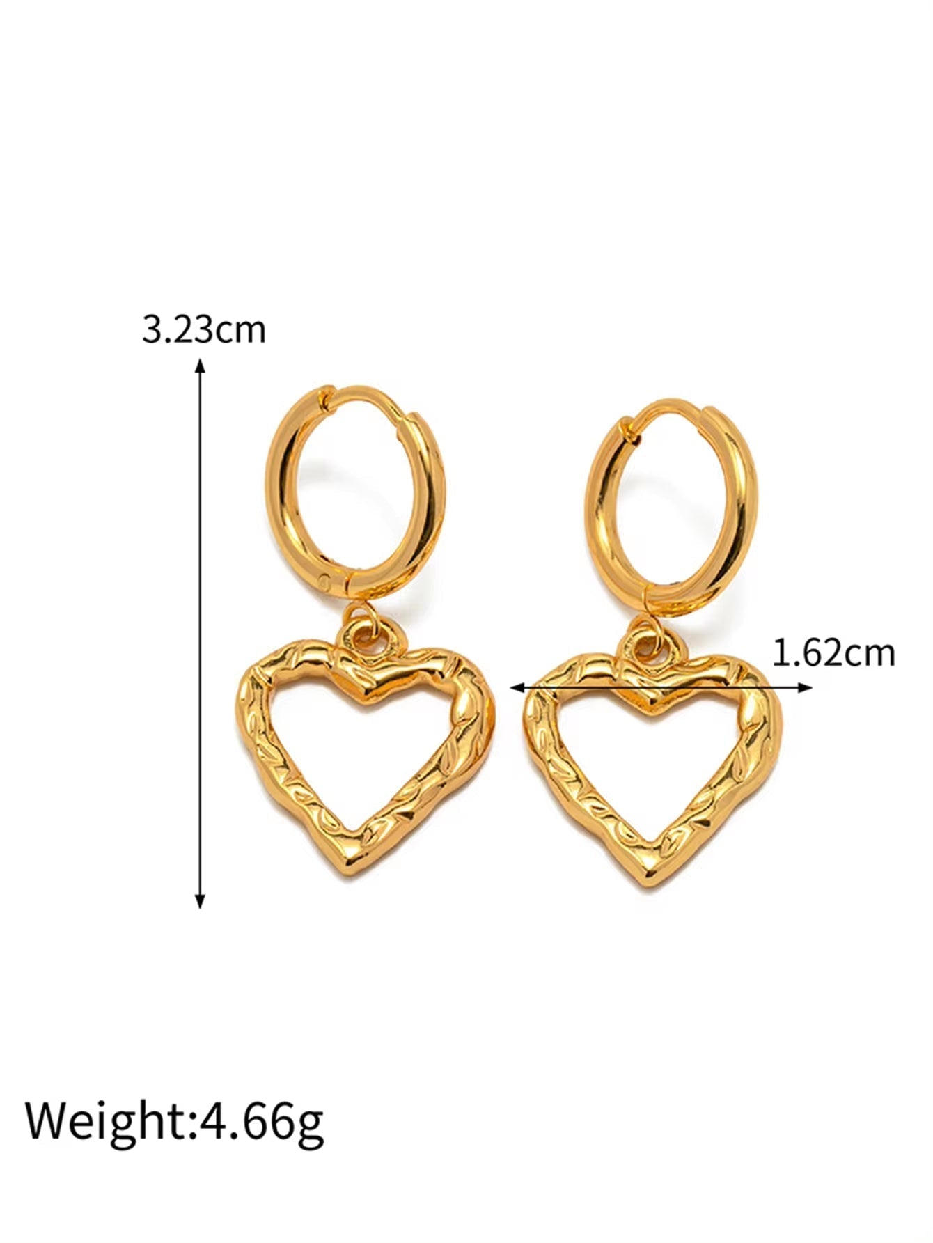 Trendy 18K Gold Plated Colorful Enamel Love Earring Stainless Steel Chunky Smooth Double Heart Drop Earrings