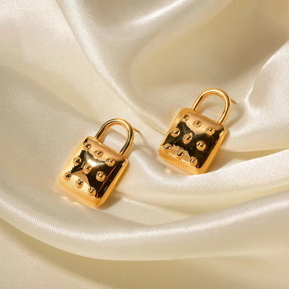 18K Gold Plated Stainless Steel Waterproof Custom Luxury Bag Shape Earrings Wholesale Bulk